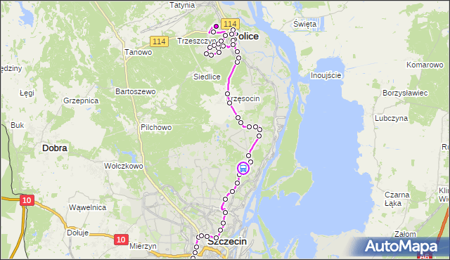 Rozkład jazdy autobusu 524 na przystanku Bogumińska nż 12. ZDiTM Szczecin na mapie Targeo
