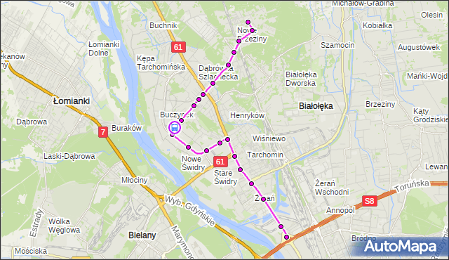 Rozkład jazdy autobusu 133 na przystanku Erazma z Zakroczymia 01. ZTM Warszawa na mapie Targeo
