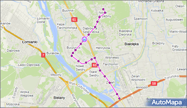 Rozkład jazdy autobusu 133 na przystanku Henryków 03. ZTM Warszawa na mapie Targeo