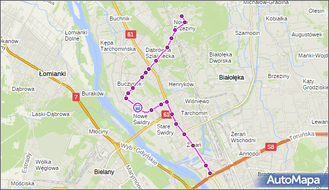 Rozkład jazdy autobusu 133 na przystanku Tarchomin 01. ZTM Warszawa na mapie Targeo