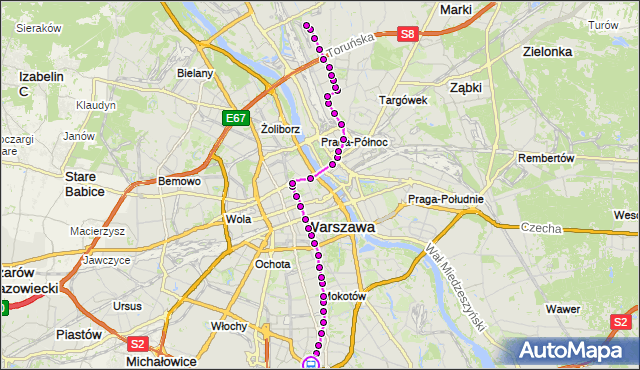 Rozkład jazdy tramwaju 4 na przystanku Wyścigi 06. ZTM Warszawa na mapie Targeo