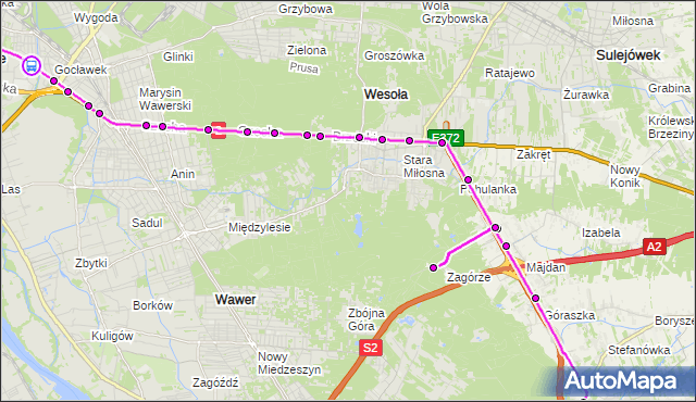 Rozkład jazdy autobusu 722 na przystanku Gocławek 01. ZTM Warszawa na mapie Targeo