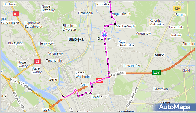 Rozkład jazdy autobusu 134 na przystanku Małego Rycerza 01. ZTM Warszawa na mapie Targeo