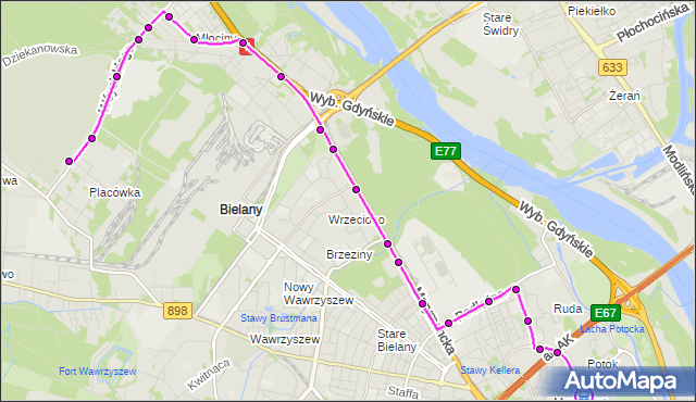 Rozkład jazdy autobusu 181 na przystanku Marymont-Potok 01. ZTM Warszawa na mapie Targeo