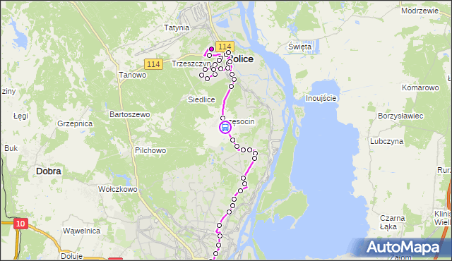 Rozkład jazdy autobusu 524 na przystanku Przęsocin Kościelna nż 11. ZDiTM Szczecin na mapie Targeo