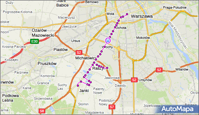 Rozkład jazdy autobusu N88 na przystanku Włochy-Ratusz 01. ZTM Warszawa na mapie Targeo