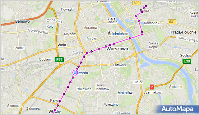 Rozkład jazdy tramwaju 7 na przystanku Bitwy Warszawskiej 1920 r. 03. ZTM Warszawa na mapie Targeo