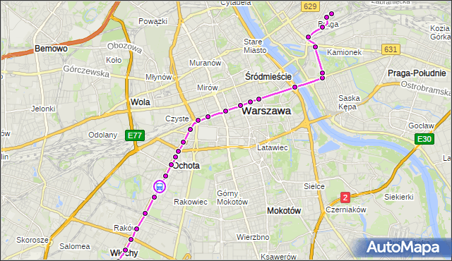 Rozkład jazdy tramwaju 7 na przystanku Dickensa 03. ZTM Warszawa na mapie Targeo