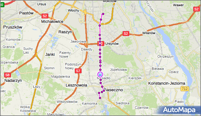 Rozkład jazdy autobusu 709 na przystanku Mysiadło 01. ZTM Warszawa na mapie Targeo