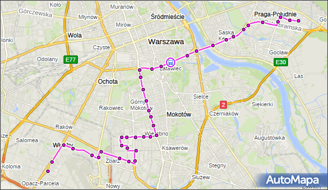 Rozkład jazdy autobusu 182 na przystanku pl.Na Rozdrożu 05. ZTM Warszawa na mapie Targeo