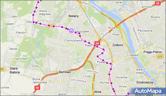Rozkład jazdy autobusu N91 na przystanku Cm.Wawrzyszewski 02. ZTM Warszawa na mapie Targeo