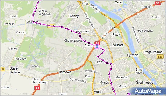 Rozkład jazdy autobusu N91 na przystanku Włościańska 02. ZTM Warszawa na mapie Targeo