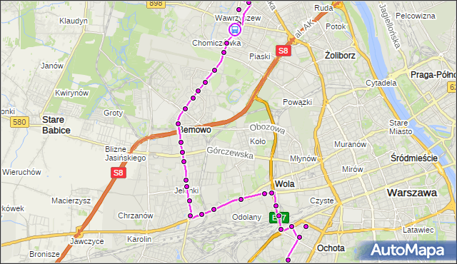 Rozkład jazdy autobusu 184 na przystanku al.Reymonta 06. ZTM Warszawa na mapie Targeo