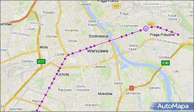 Rozkład jazdy tramwaju 9 na przystanku Grenadierów 04. ZTM Warszawa na mapie Targeo