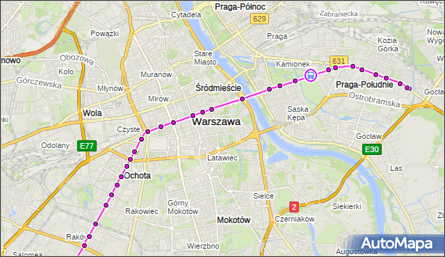 Rozkład jazdy tramwaju 9 na przystanku Kinowa 03. ZTM Warszawa na mapie Targeo
