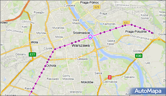 Rozkład jazdy tramwaju 9 na przystanku most Poniatowskiego 04. ZTM Warszawa na mapie Targeo