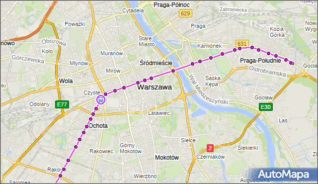 Rozkład jazdy tramwaju 9 na przystanku Ochota-Ratusz 02. ZTM Warszawa na mapie Targeo