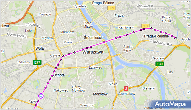 Rozkład jazdy tramwaju 9 na przystanku PKP Rakowiec 04. ZTM Warszawa na mapie Targeo