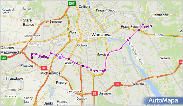 Rozkład jazdy autobusu 401 na przystanku WKD Raków 02. ZTM Warszawa na mapie Targeo