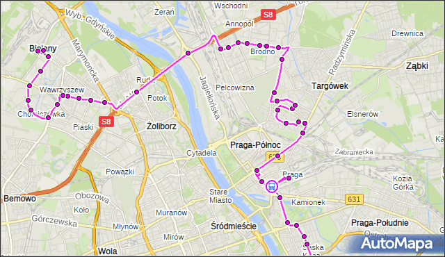 Rozkład jazdy autobusu N02 na przystanku Kijowska 07. ZTM Warszawa na mapie Targeo