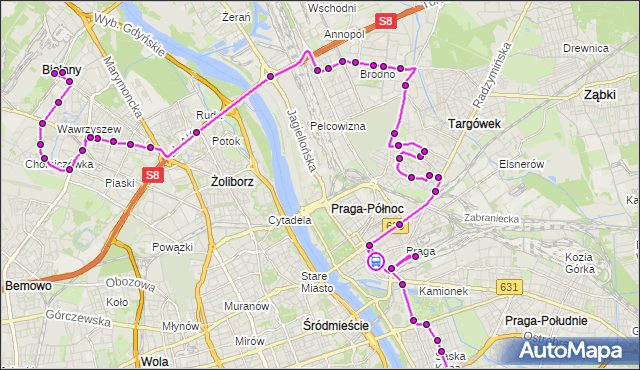 Rozkład jazdy autobusu N02 na przystanku Ząbkowska 02. ZTM Warszawa na mapie Targeo