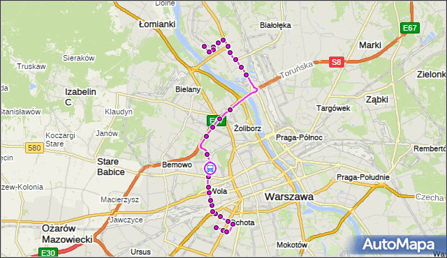 Rozkład jazdy autobusu 186 na przystanku Czorsztyńska 02. ZTM Warszawa na mapie Targeo