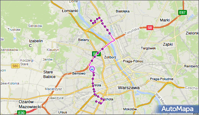 Rozkład jazdy autobusu 186 na przystanku Lasek na Kole 02. ZTM Warszawa na mapie Targeo