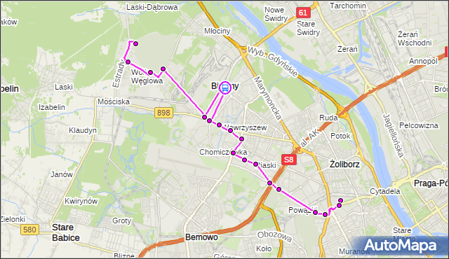 Rozkład jazdy autobusu 409 na przystanku Metro Młociny 03. ZTM Warszawa na mapie Targeo