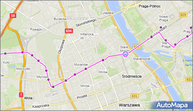 Rozkład jazdy tramwaju 13 na przystanku Stare Miasto 01. ZTM Warszawa na mapie Targeo