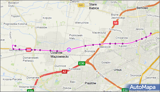 Rozkład jazdy autobusu 713 na przystanku Starostwo 01. ZTM Warszawa na mapie Targeo