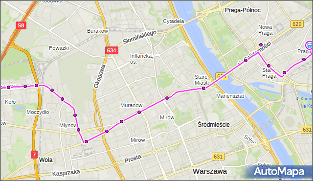 Rozkład jazdy tramwaju 13 na przystanku Zajezdnia Praga 02. ZTM Warszawa na mapie Targeo