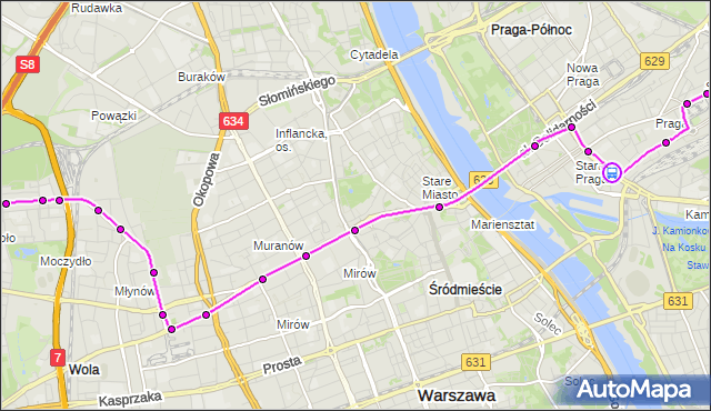 Rozkład jazdy tramwaju 13 na przystanku Kijowska 04. ZTM Warszawa na mapie Targeo