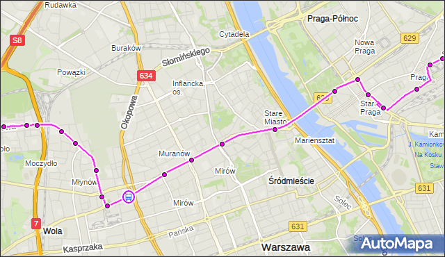 Rozkład jazdy tramwaju 13 na przystanku Okopowa 04. ZTM Warszawa na mapie Targeo