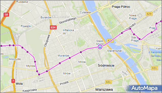 Rozkład jazdy tramwaju 13 na przystanku Stare Miasto 02. ZTM Warszawa na mapie Targeo