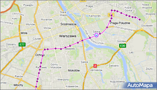 Rozkład jazdy autobusu 188 na przystanku Saska 02. ZTM Warszawa na mapie Targeo