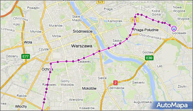 Rozkład jazdy autobusu 188 na przystanku Gocławek Wschodni 01. ZTM Warszawa na mapie Targeo