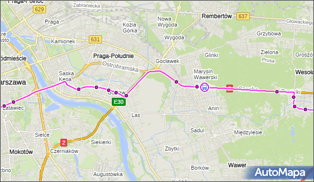 Rozkład jazdy autobusu 411 na przystanku Kajki 02. ZTM Warszawa na mapie Targeo