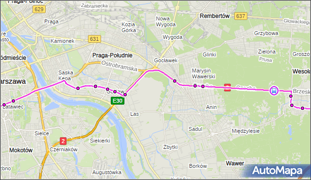 Rozkład jazdy autobusu 411 na przystanku Objazdowa 02. ZTM Warszawa na mapie Targeo