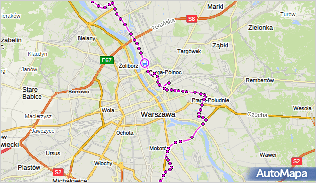 Rozkład jazdy autobusu N03 na przystanku PIMot 01. ZTM Warszawa na mapie Targeo