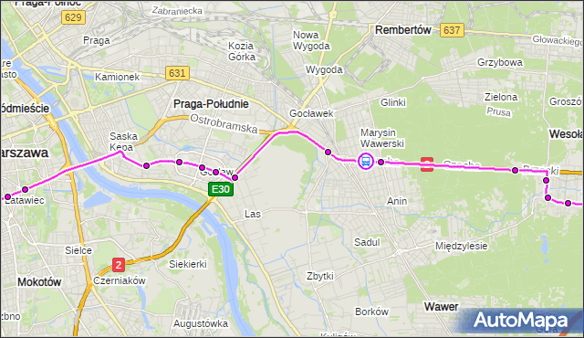 Rozkład jazdy autobusu 411 na przystanku Trawiasta 02. ZTM Warszawa na mapie Targeo