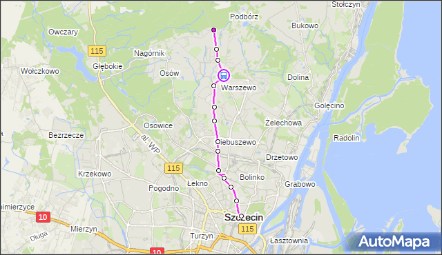 Rozkład jazdy autobusu 530 na przystanku Warszewo Kościół 12. ZDiTM Szczecin na mapie Targeo