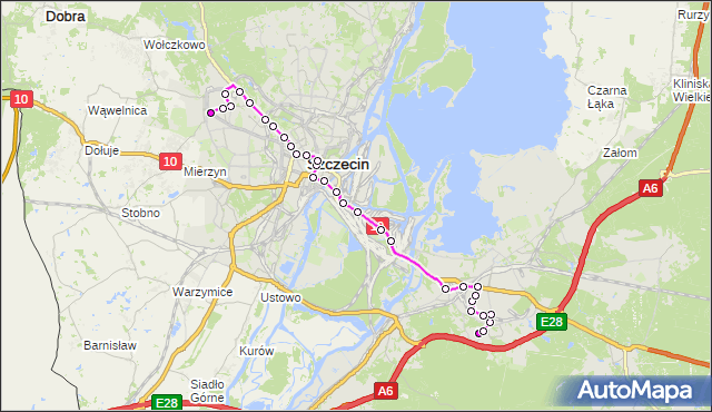 Mapa Polski Targeo, Autobus 531 - trasa Osiedle Bukowe - Krzekowo. ZDiTM Szczecin na mapie Targeo
