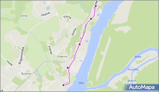 Mapa Polski Targeo, Tramwaj 6 - trasa Zajezdnia Golęcin - Gocław. ZDiTM Szczecin na mapie Targeo