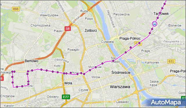 Rozkład jazdy autobusu 190 na przystanku Bieżuńska 02. ZTM Warszawa na mapie Targeo