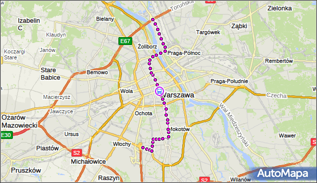 Rozkład jazdy tramwaju 18 na przystanku Centrum 08. ZTM Warszawa na mapie Targeo