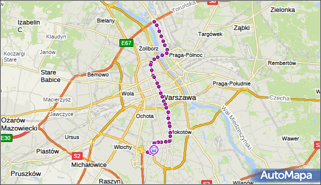 Rozkład jazdy tramwaju 18 na przystanku Domaniewska 03. ZTM Warszawa na mapie Targeo