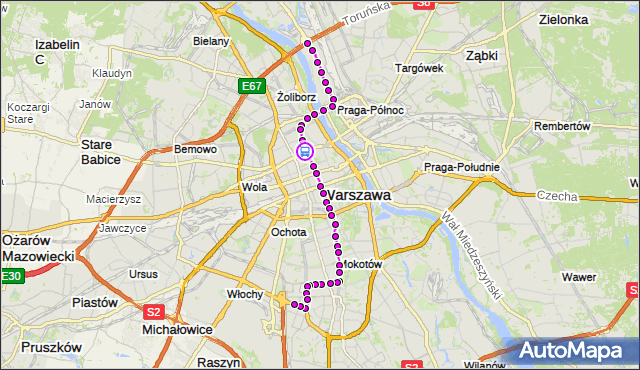 Rozkład jazdy tramwaju 18 na przystanku Metro Ratusz-Arsenał 03. ZTM Warszawa na mapie Targeo