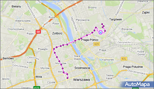 Rozkład jazdy autobusu N12 na przystanku Metro Targówek Mieszkaniowy 02. ZTM Warszawa na mapie Targeo