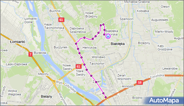 Rozkład jazdy autobusu 152 na przystanku Białołęka Dworska 01. ZTM Warszawa na mapie Targeo