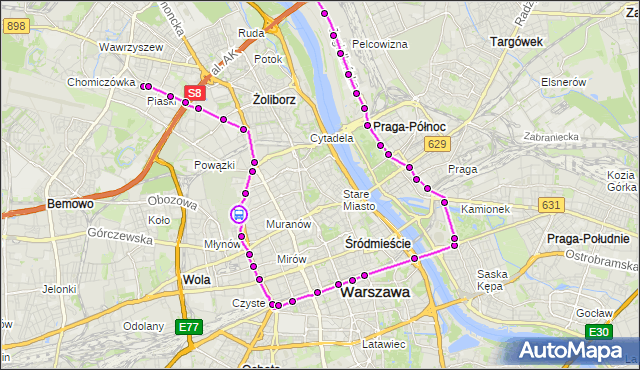 Rozkład jazdy tramwaju 22 na przystanku Cm.Żydowski 03. ZTM Warszawa na mapie Targeo